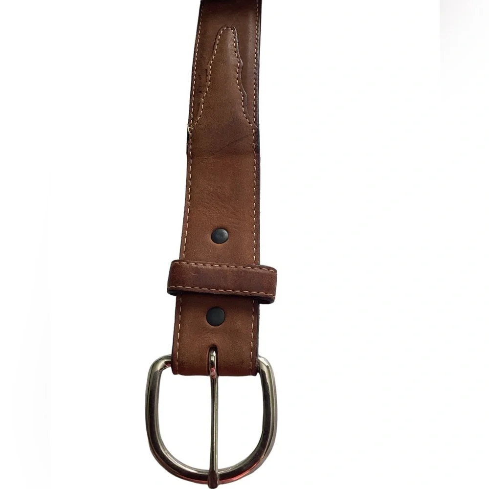 Suede Leather Brown Silver Belt